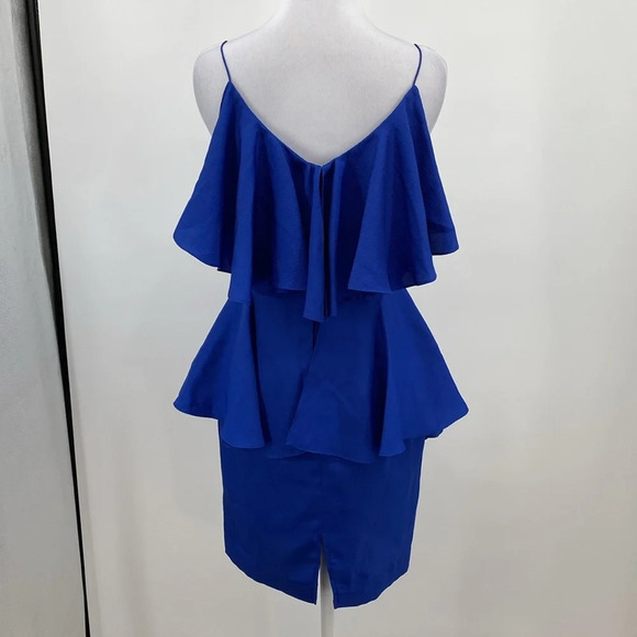 Julie Dillon Slip Dress Womens Size 2 Blue Ruffle Sleeveless Scoop Nightout Mini - Picture 5 of 14